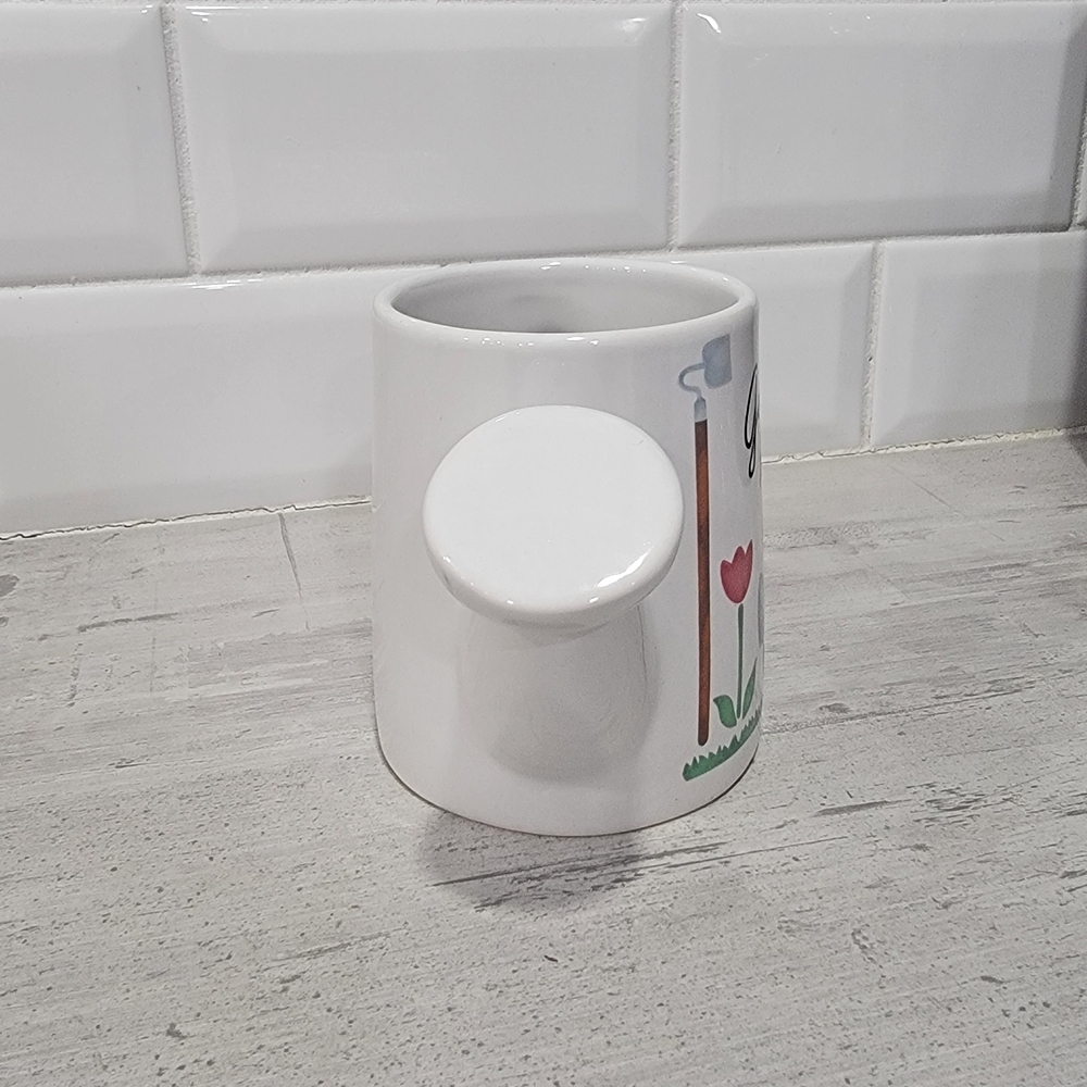 Vintage Watering Can Shaped Coffee Mug White Ceramic Tulips Gardening Cup - Picture 3 of 17